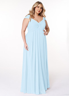 Azazie Kaitlynn Bridesmaid Dresses Sky Blue Empire Ruched Chiffon Convertible Dress image12