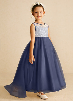 Azazie Tay Flower Girl Dresses Stormy A-Line Sequins Tulle Dress image3