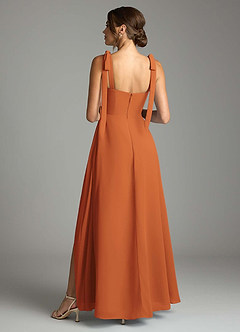 Azazie Debra Bridesmaid Dresses Cinnamon A-Line with Pockets Chiffon Convertible Dress image10