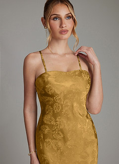 Azazie Viv 신부 들러리 드레스 쉬스 스트랩리스 자카드 바닥 길이 드레스 image5