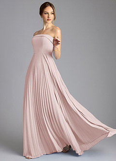 Azazie Mariana Brudtärnklänningar Klä av A-Linje i Chiffong Axelbandslös Rodnande Rosa image4