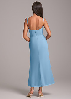 Azazie Saige Bridesmaid Dresses Steel Blue Sheath Off the Shoulder Chiffon Convertible Dress image8