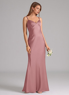 Azazie Suttona Bridesmaid Dresses Dusty Rose A-Line Pleated Stretch Satin Dress image2