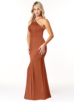 Azazie Stacey Final Sale Agave Mermaid Stretch Satin Dress image1