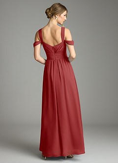 Azazie Lianne Bridesmaid Dresses Rust A-Line Off the Shoulder Chiffon Dress image7