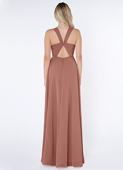 Azazie Jane Bridesmaid Dresses Cedar Rose A-Line V-Neck Pleated Chiffon Dress image2