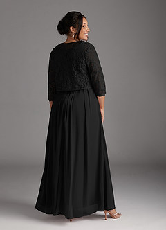 Azazie Ainsling Mother of the Bride Dresses Black A-Line Square Neckline Lace Chiffon Dress image17