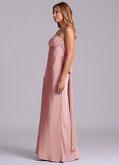 Azazie Ailanie Brudtärnklänningar Klä av Tubklänning i Stretch Satin Axelbandslös Dammig Ros image6