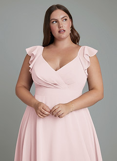 Azazie Leilani Bridesmaid Dresses Blushing Pink A-Line Pleated Chiffon Dress image11