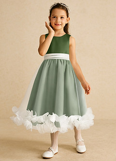 Azazie Stardust Flower Girl Klänningar Klänning A-Linje i Organza Ärmlös image5