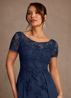Azazie Alva Mother of the Bride Dresses Dark Navy A-Line Lace Dress image6