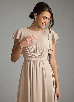 Azazie Daphne vestidos de dama de honor modestos Vestido de Corte en A Volantes Hasta el suelo Gasa image5