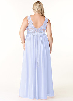 Azazie Elly Robes de demoiselle d'honneur Robe Trapèze en Mousseline de soie Encolure dégagée en dentelle Lavande image8
