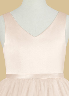 Azazie Marybell Flower Girl Dresses White Alabaster A-Line Bow Tulle Dress image8