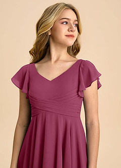 Azazie Caria Junior Mulberry A-Line Pleated Chiffon Dress image4
