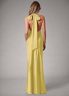 Azazie Velli Abiti da Damigella Abito Sirena in Raso Elasticizzato Collo Alto Canarino image5