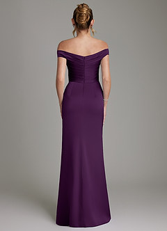 Azazie Teyana Bridesmaid Dresses Grape Sheath Off the Shoulder Stretch Satin Dress image7
