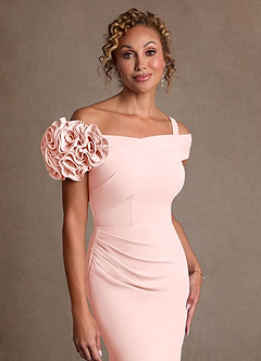 Azazie Gwynne vestidos de madre de la novia Vestido de Rosa Rubor de Crepé elástico de Corte Sirena con Vestidos sin tirantes image5