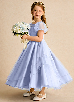Azazie Duckie Blumenmädchenkleider Ballkleid Plissee Tüll Kleid Eis image4