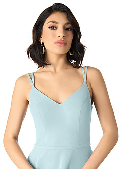 Azazie Janine Bridesmaid Dresses Mist A-Line V-Neck Chiffon Dress image3