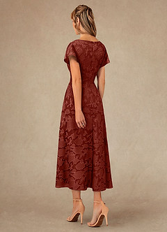 Azazie Vera Abiti per la Madre della Sposa Abito A-Line in Burnout Floreale Plissettato Terracotta image3