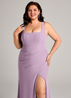 Azazie Mero Bridesmaid Dresses Wisteria Sheath Pleated Chiffon Dress image14