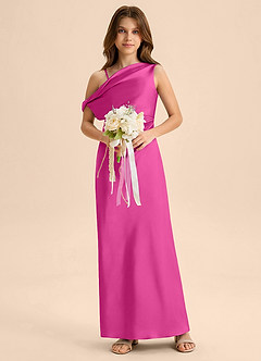 Azazie Emerson Junior Klä av Tubklänning i Stretch Satin Av axeln image3