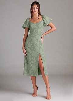 Azazie Evalina Bridesmaid Dresses Agave Sheath Floral Burnout Dress image1
