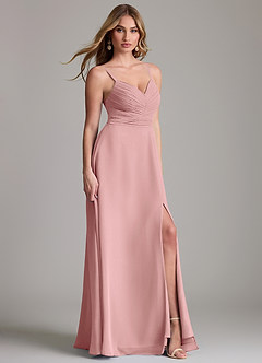 Azazie Terese Bridesmaid Dresses Dusty Rose A-Line Pleated Chiffon Dress image3