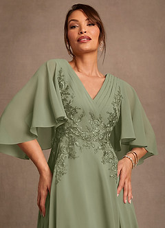Azazie Tilda Abiti per la Madre della Sposa Abito A-Line in Chiffon Pizzo Pistacchio image5