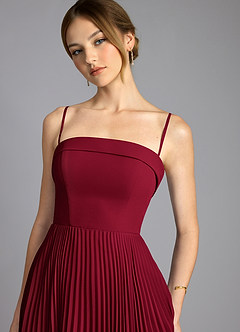 Azazie Mariana Bridesmaid Dresses Burgundy A-Line Strapless Chiffon Dress image2
