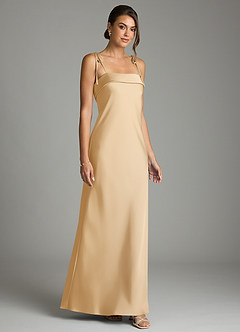 Azazie Ellia Brautjungfernkleider Etui Schleifen Stretch-Satin Kleid Gold image3