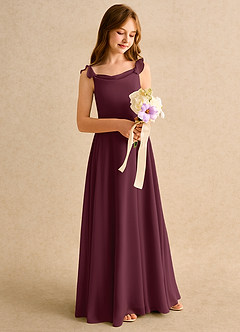 Azazie Puppy Girls Formal Flower Girl Dresses Cabernet A-Line Pleated Chiffon Dress image1