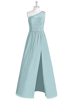Azazie Demi Bridesmaid Dresses Mist A-Line One Shoulder Chiffon Dress image7