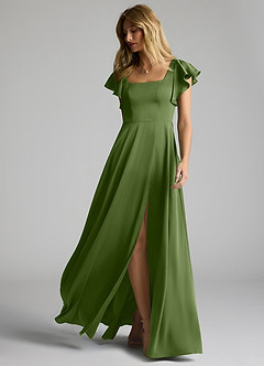 Azazie Bondi Bridesmaid Dresses Juniper A-Line Bow Stretch Satin Dress image6