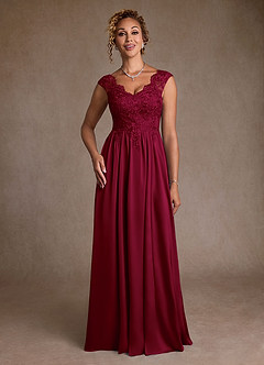 Azazie Amethyst Mother of the Bride Dresses Burgundy A-Line Lace Dress image4