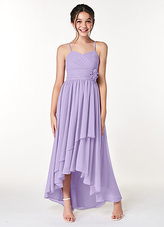 Azazie Catalina Junior Lilac A-Line Ruched Chiffon Dress image4