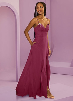 Barbie ♥ Azazie Bridesmaid Dresses Mulberry A-Line with Pockets Chiffon Dress image9