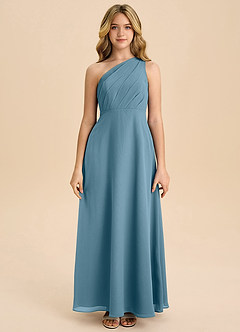 Azazie Phaedra Junior Bermuda A-Line Pleated Chiffon Dress image4