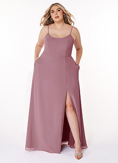 Azazie Moira Bridesmaid Dresses Vintage Mauve A-Line Scoop Chiffon Dress image8