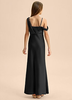 Azazie Madelyn Junior Vestido de Negro de Satén Elástico de Corte Recto con Vestidos sin tirantes image2