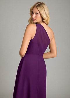 Azazie Phaedra Bridesmaid Dresses Grape A-Line One Shoulder Chiffon Dress image14