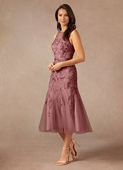 Azazie Herrin vestidos de madre de la novia Vestido de Rosa Del Desierto de Encaje de Sirena image4