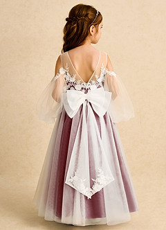Azazie Zimi Flower Girl Dresses Burgundy Ball-Gown Sweetheart Neckline Tulle Dress image1