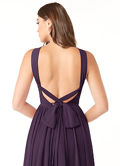 Azazie Dionne Bridesmaid Dresses Plum A-Line Corset Chiffon Dress image3