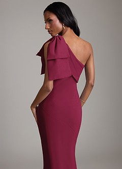 Azazie Yuanna Bridesmaid Dresses Burgundy Mermaid One Shoulder Chiffon Dress image7