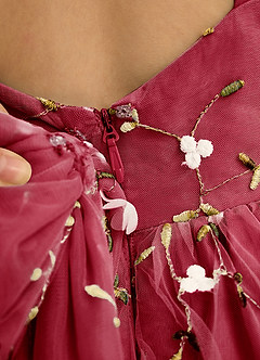 Azazie Bean Jurken voor bloemenmeisjes Baljurk Jurk van Tule Mouwloos Scharlaken image6