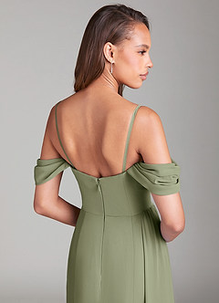 Azazie Amyra Bridesmaid Dresses Pistachio Sheath Off the Shoulder Chiffon Convertible Dress image8