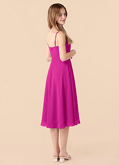 Azazie Mariam Junior Robe Trapèze en Mousseline de soie Plissée Fuchsia image2
