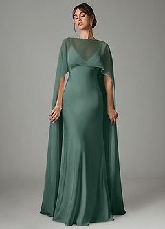 Azazie Stefania Bridesmaid Dresses Eucalyptus A-Line Stretch Satin Dress image1